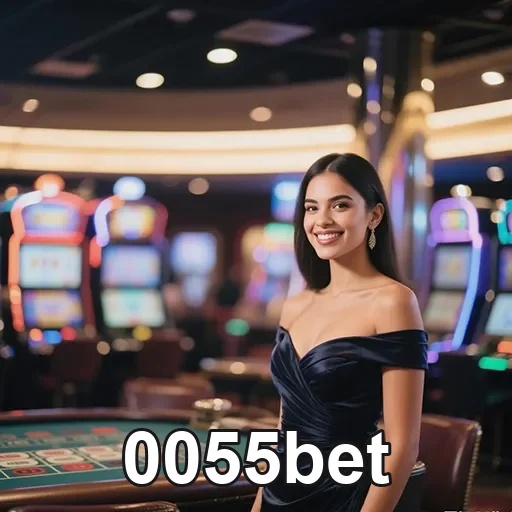 Imagem de casino vibrante com o logo 0055bet, promovendo diversão e apostas confiáveis no site 0055bet.