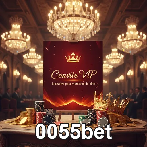 Imagem promocional do site 0055bet, destacando a exclusividade VIP com detalhes brilhantes e cores vibrantes.